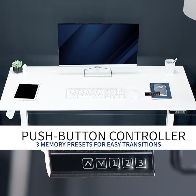 VIVO Electric 55 x 24 in Standing Desk, Memory Height Adjustment, White Top White Frame, DESK-E155TW