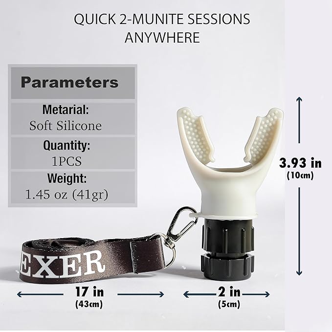 Portable Compact Lung Trainer Exercise Device with High Grade Silicone, Breathing Exercise Device for Lungs, Portable Muscle Trainer, Easy to Clean, Neck Strap Included, (Gray-1)
