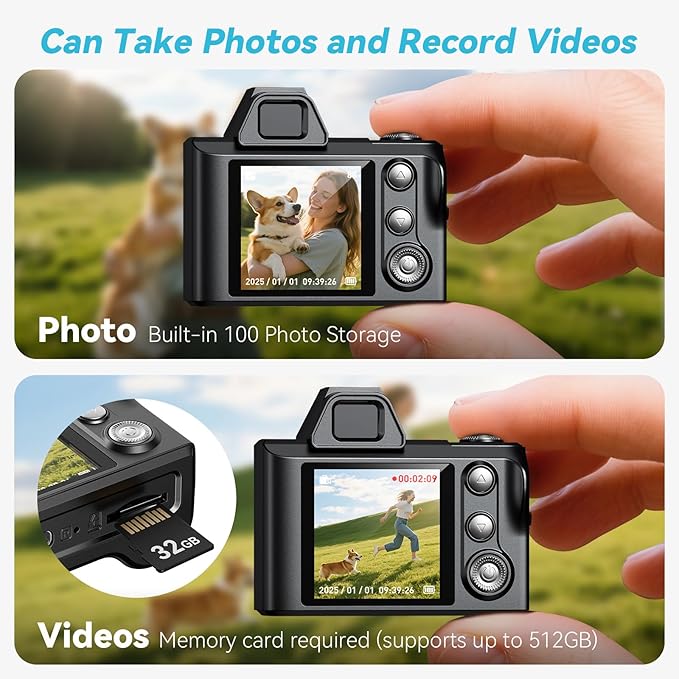Mini Keychain Camera -Maxmango 1080P HD Video Tiny Retro Digital Camera with 64GB SD Card, 1.3’’ HD Screen Portable Small Camera for Travel Study Recording