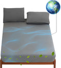 Levoo Grounding Sheets Full 90% Organic Cotton + 10% Pure Silver Fitted Grounded Sheet for Healthy Sleep Therapy Earth Connected Bed Sheet with Long Grounding Cord (Gray 54"x 75"x 16")