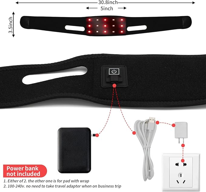Red Light Therapy Belt,Infrared Red Light Therapy to Relieve Shoulder,Chin,Neck and Hand Wrist Muscle Pain,Red Light Therapy Has a Timed Remote Control,660nm Red Light and 850nm Near-Infrared Light