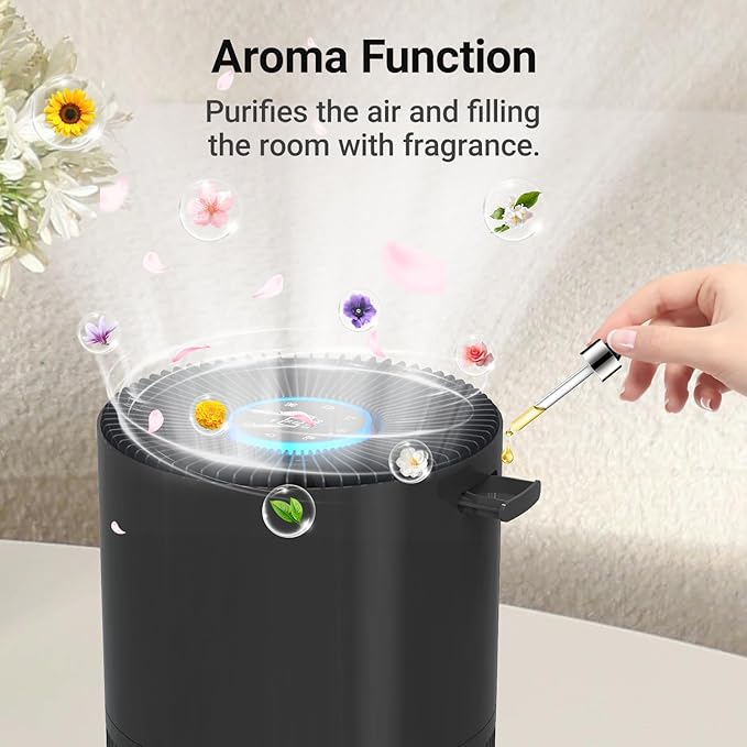 Air Purifiers for Home Large Rooms, Cobectal Air Cleaner with 3-in-1 Filter Covers up to 1650ft², Air Quality Sensor, Aroma Function & Sleep Mode, Pet Air Purifier, Black