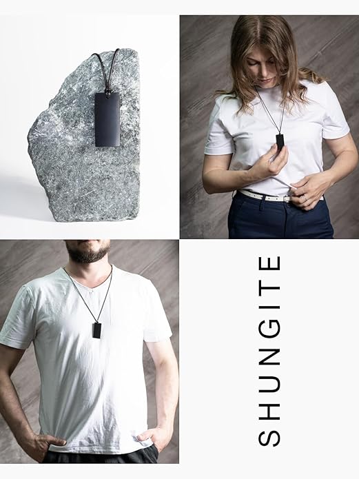 Shungite Pendant Necklace - Harmonizing Shield Defense - Wearable Shungite Crystal for Stress Down and Vitality Up - Shungites Stones from Russian Mine