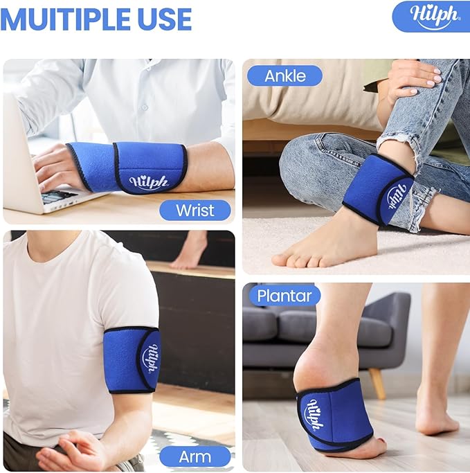 Hilph Wrist Ice Pack Wrap, Reusable Wrist Brace with 2 Gel Hot Cold Compression Packs for Injuries, Hand Ice Pack for Carpal Tunnel, Rheumatoid, Tendonitis, Swelling, Blue