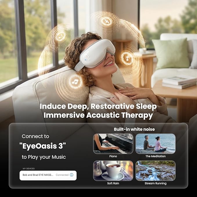 BOB AND BRAD Eye Massager with Heat and Cooling, FSA-HSA Eligible, EyeOasis 3 Heated Eye Massager Mask for Dry Eyes, Migraines, Headaches Relief, Reduce Strain, Improve Sleeping, Mother's Day