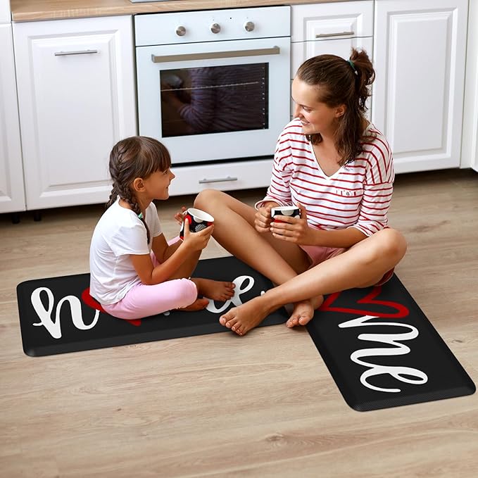 HappyTrends Kitchen Mat Cushioned Anti-Fatigue Rug Non-Slip Kitchen Rugs Stain Resistant Ergonomic Comfort Mat for Floor, Office, Sink, Laundry (17.3"x 39", Black)