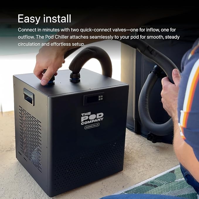 The Pod Company Standard Water Chiller – 1/3 HP – 41°F Cold Plunge Cooling System – Compact, Energy-Efficient, and Ideal for Daily Home Use – Compatible with Ice Pod Pro & Long Pod