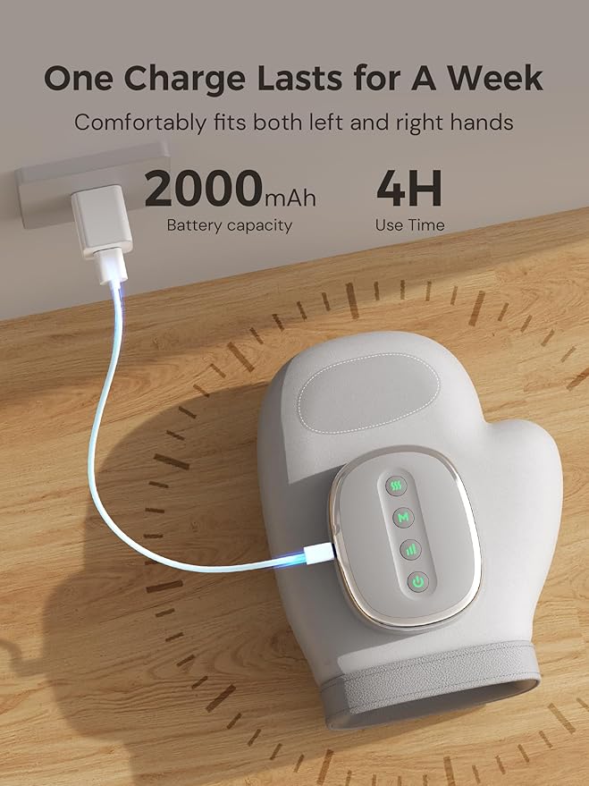 【Christmas Gift】Hand Massager with Heat & Compression – Relief for Arthritis, Carpal Tunnel, & Muscle Tension – 3 Massage Modes, 5 Compression Levels, & Adjustable Temperature – Gift for Women, Men