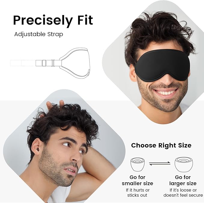 Audree Earplugs-Sleep Eye Mask Set - Noise Reduction Earplugs and Light Blocking Sleep Mask for Peaceful Sleep | Ideal for Sleep,Travel,Napping,Meditation,Shift Work,Red (Black)