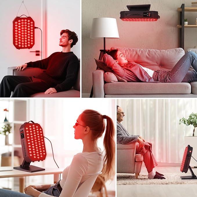 Red Light Therapy Panel for Face, Body, 660nm 850nm Near Infrared Light with Timer, Hanging Kit, 60 Dual Chip Clinical Grade LEDs for Skin Health, Recovery, Pain, Improve Sleep, Energy