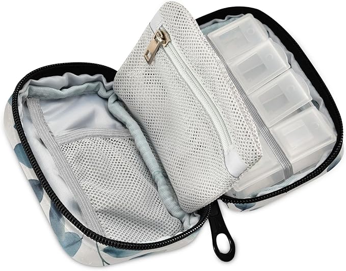 Travel Pill Case Abstract Tree Branches Weekly Small Pill Box 7 Day Pill Box Pill Organizer Bag