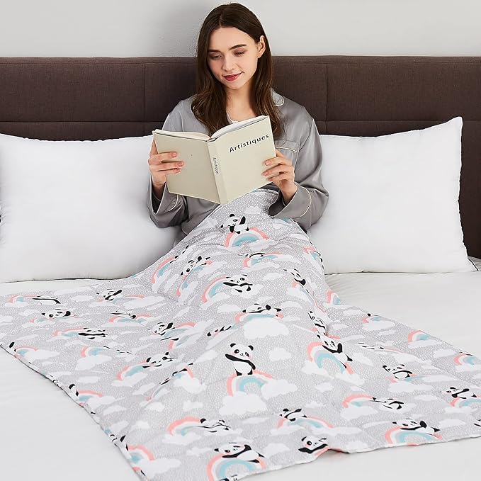 CuteKing Weighted Blanket for Adults: Weighted Blanket with Premium Glass Beads - Thick Blanket for Adult All Season(15lbs, 48"x72", HappyPanda)