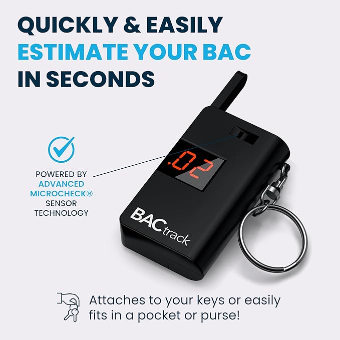 BACtrack Keychain Breathalyzer - Black (2 Pack) | Ultra-Portable Pocket Keyring Alcohol Tester for Personal Use