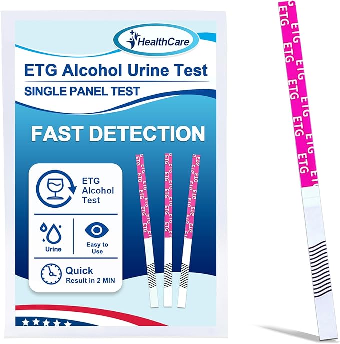 ETG Alcohol Strips, High Sensitivity | Rapid 2-Minute Results for Home/Workplace/Rehab Testing | 24-80 Hour Detection Window [8 Pack]