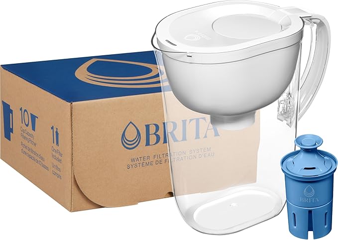 Brita Water Pitcher, Everyday Elite Filter, Removes 99% of Lead, Includes 1 Filter, 10-Cup Capacity, White