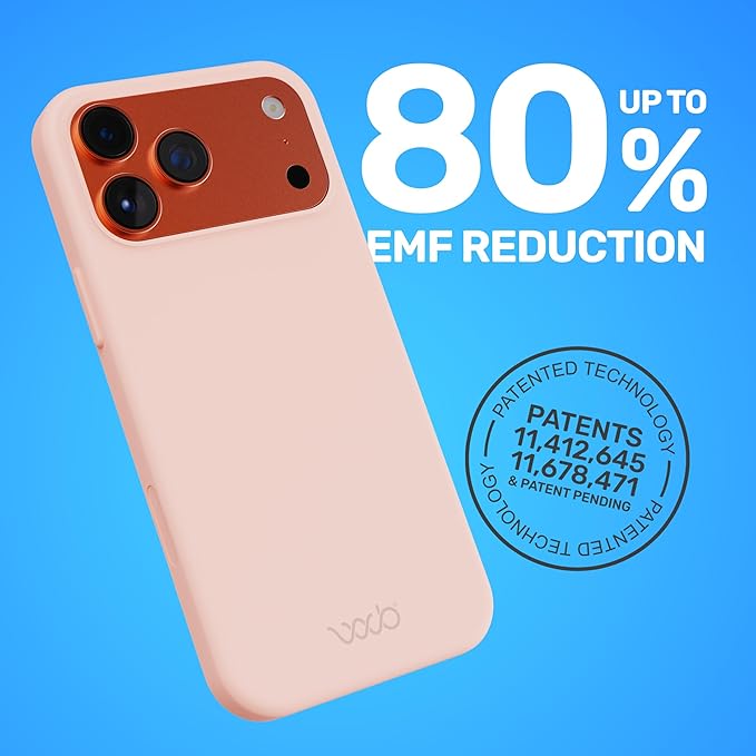 WAVEBLOCK EMF Protection Silicone iPhone Case Compatible with iPhone 17 Pro Max, Radiation Blocker, 5G Shield Reduction, Lightweight, USA Patented and Tested in FCC Lab, Pink