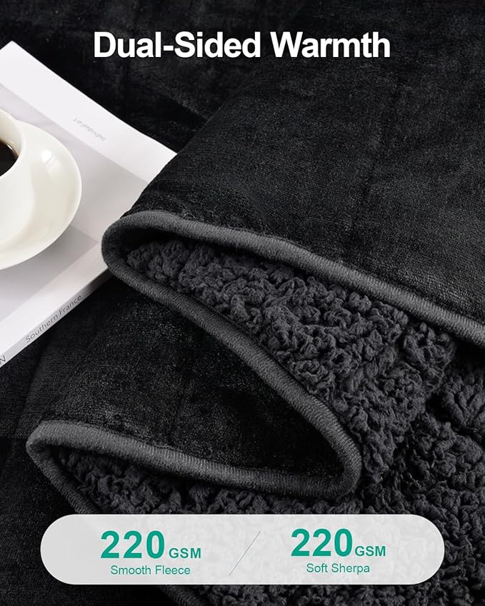 Super Fuzzy Soft Sherpa Fleece Weighted Blanket, 12 lbs Dual Sided Fluffy Heavy Weighted Blankets for Adults - No Bunching with Double Layers of Soft Inner Lining (48"x 72", 12 Pounds)