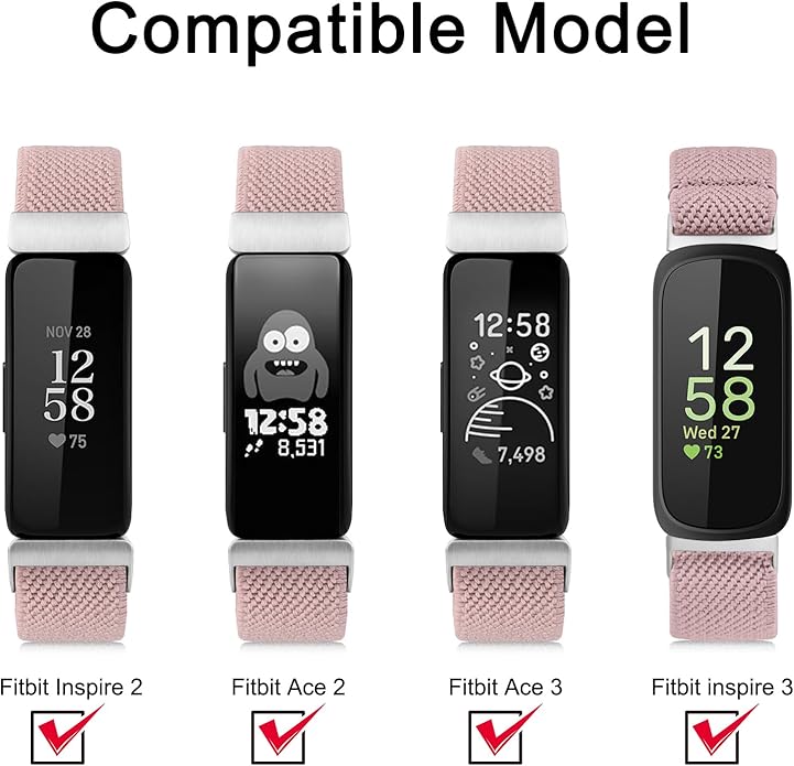 Vancle Elastic Bands for Fitbit Inspire 3 Bands Women, Breathable Adjustable Replacement Stretchy Nylon Loop Wristband Sport Straps Compatible with Fitbit Inspire 3 Fitness Tracker