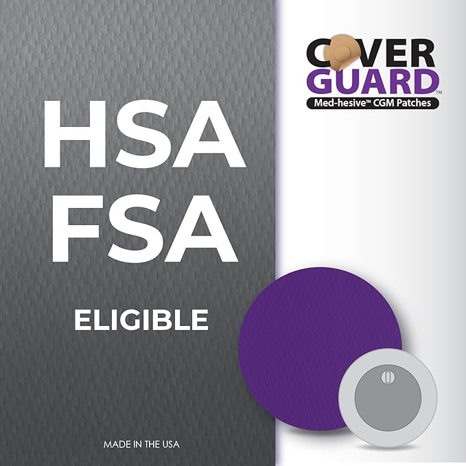 CGM Overpatch | Freestyle Libre 3 | Purple Full Coverage Design| 25-Count | Waterproof Adhesive | Anti-Fray | Easy Application & Removal | Made in USA | Sensor Protection