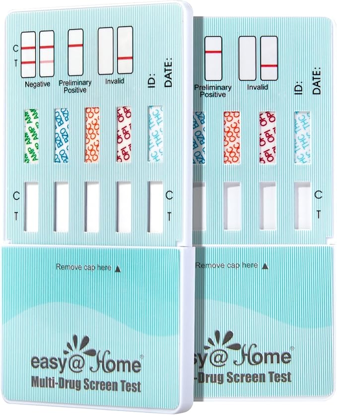 Easy@Home Multi-Drug Screen Test: Testing Amphetamine Oxazepam Cocaine Morphine Cannabinoids Home Urine Drug Testing Kits - #EDOAP-754 (6 Pack)