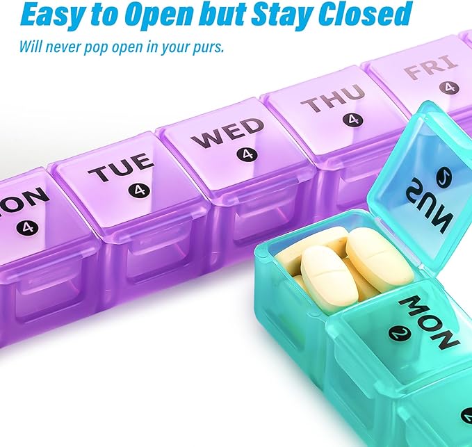 XL Large Monthly Pill Organizer 4 Weeks, 28 Day Pill Organizer Weekly, Big Compartment with Travel Case, 7 Day Pill Dispenser 4 Times a Day, Medicine Organizer Box for Vitamin, Fish Oil （Black）