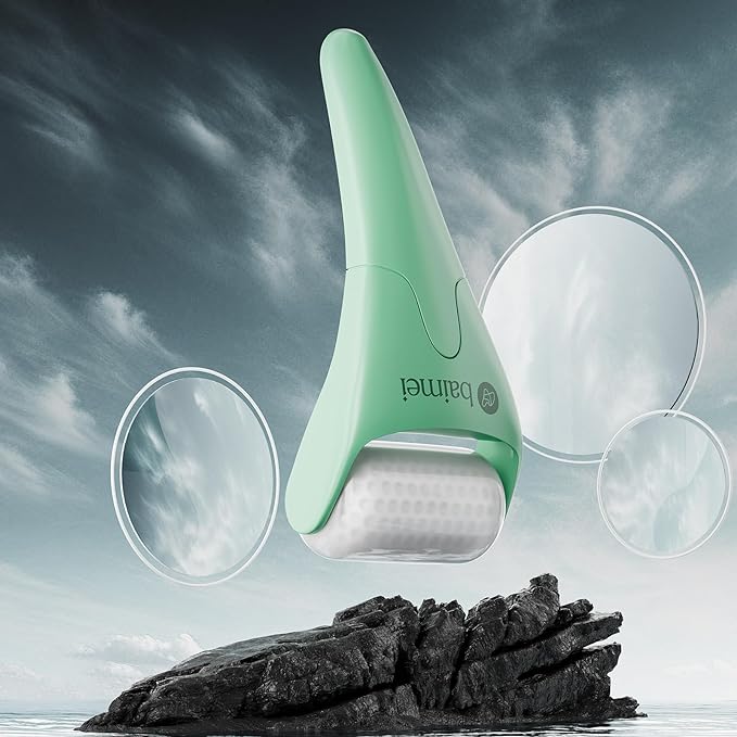 BAIMEI IcyMe Cryotherapy Ice Roller and Gua Sha Facial Tools Reduces Puffiness, Skin Care Tools for Face Massager Self Care Gift for Men Women - Green