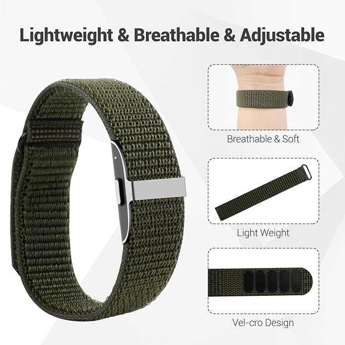 Nylon Loop Replacement Strap Compatible with Hume Health Band, Soft Breathable Adjustable Sport Wristband for Fitness Tracker, Women & Men