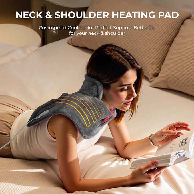 VAAGHANM Heating Pad: Electric Heat Pad for Neck & Shoulders & Back - Heated Wrap Weighted Instant Heating Pads-6 Heat Options & 6 Auto Timer Mode - Gift for Mom Women