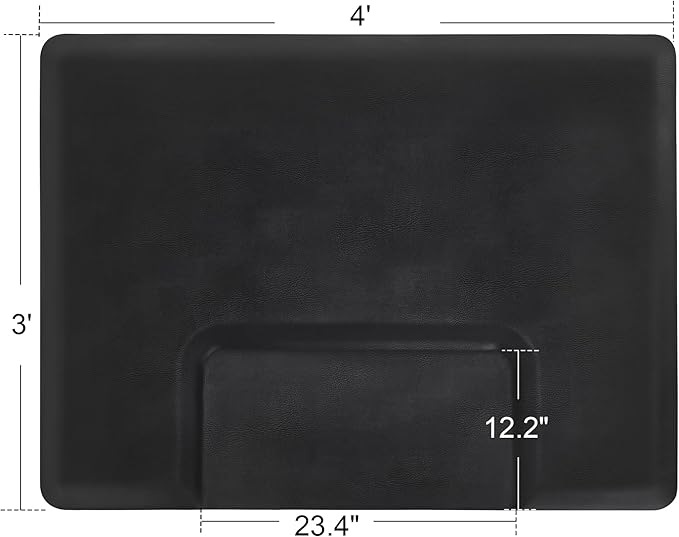 BarberPub Anti-Fatigue Salon Floor Mat for Square Base Chair, PU Comfort Rectangle Barber Standing Mat for Hair Styling, Home & Small Salons 0030 (3' x 4' x 3/4")