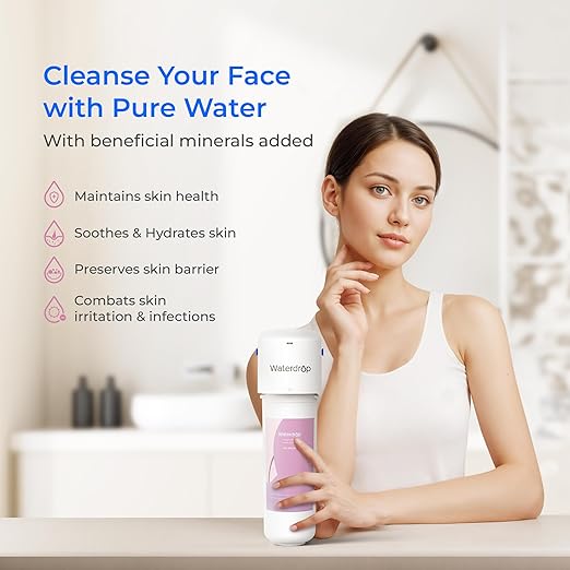 Waterdrop BFU2 Bathroom Sink Water Filter for Skincare, Reduces Chlorine & Scale in Water, Reduces Skin Redness and Irritation, 4-Stage Filtration, for Cold Water Supply Only