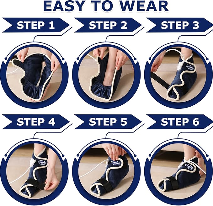 CAMECO 1 Pack Foot Ankle Heating Pad for Neuropathy Pain Relief, 86℉-158℉ Electric Heated Foot Warmer for Achilles Tendinitis & Plantar Fasciitis, Under Desk Heat Therapy Wrap Booties for Women Men