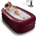 Inflatable Bathtub for Women, with Pillow Headrest - Portable Foldable Freestanding Hot Spa Bath Tub with Cover, Elegant Indoor One-Person Soaking Tub for Self-Care & Relaxation,Burgundy