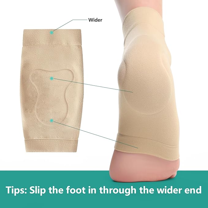 Achilles Tendonitis Heel Protector Socks - (FSA&HSA) Welnove Achilles Tendon Support Compression Socks - Gel Padded Sleeve for Cushion & Protection of Bursitis, Tenderness, Dry Cracked, Large