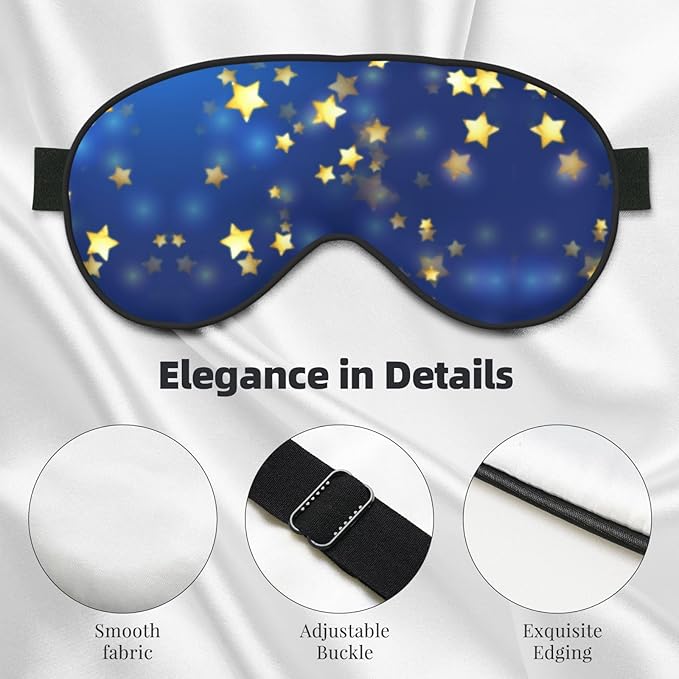 Gold Glamour Stars Sleep Mask Eye Mask with Adjustable Strap Eye Sleep Shade Cover Blocks Light for Women Men Airplane Travel Nap