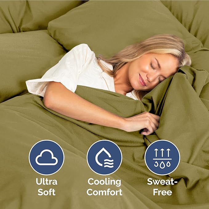 Full Size 4 Piece Sheet Set - Extra Soft, Breathable & Cooling Sheets - Hotel Luxury Durable Bed Sheets for Women & Men - Deep Pockets, Easy-Fit & Wrinkle-Free Sheets - Olive Yellow Oeko-Tex Sheets