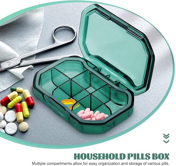 iplusmile 6 Compartment Pill Box, Travel Pill Organizer, Small Pill Case, Portable Daily Medicine Fish Oil Container for Pocket Purse, Supplement Box