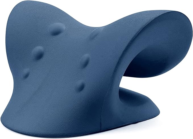 RESTCLOUD Neck and Shoulder Relaxer, Cervical Traction Device for TMJ Pain Relief and Cervical Spine Alignment, Chiropractic Pillow, Neck Stretcher (Dark Blue)