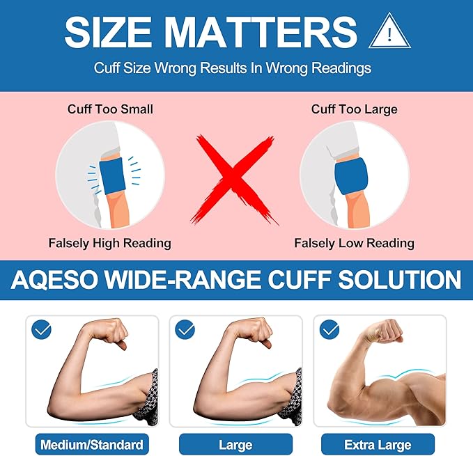 XL Blood Pressure Replacement Cuff Arm - 9"-21" Wide-Range Extra Large BP Cuff Fits from Medium to XLarge Big Arms, 6 Sizes of Connectors Compatible with Omron and Other Brands (Cuff Included Only)
