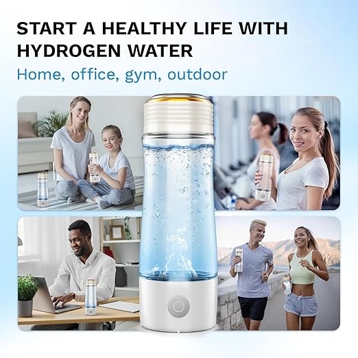 Hydrogen Water Bottle, Up to 2300ppb Molecular Hydrogen Water Machine with Advanced SPE/PEM Technology, 15oz Hydorgen Water Bottle Generator, Suitable for Office Home Gym and Outdoor,CA-303E