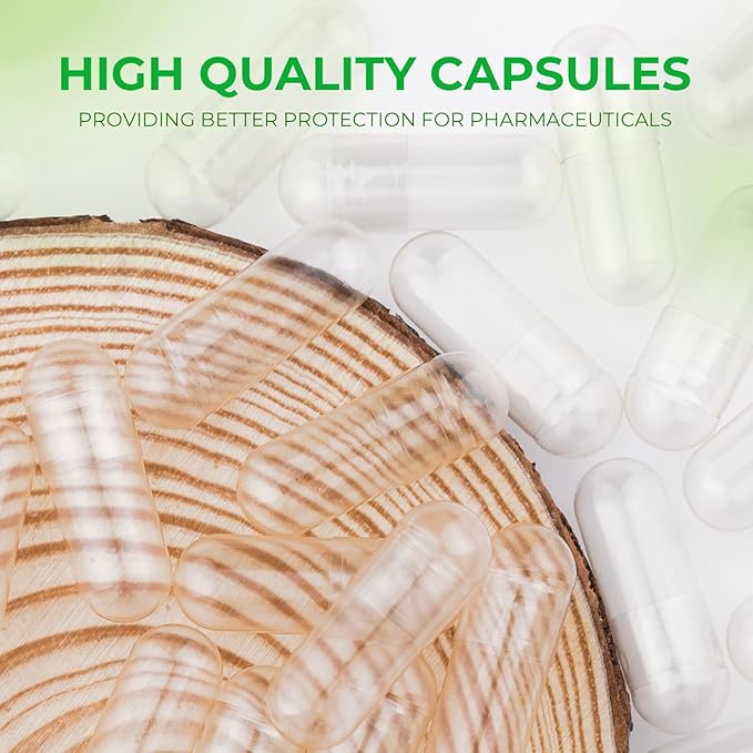 Vegan Empty Pill Capsules Size 2 Plant Based Clear (100 Count) Gluten Free, Non-GMO, Halal Certified Caps Filling Kit with 2 Spoons for Vegetarian DIY Your Own Supplements