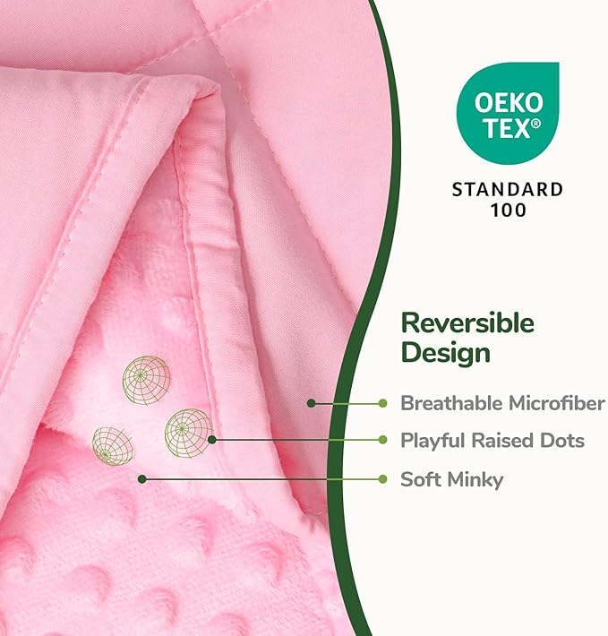 Sivio Weighted Blanket, Minky Dots Weighted Blanket,Soft and Cozy Cooling Heavy Blanket for Bed, Calm and Nap, School and Home,3lbs 36 x 48inches, Pink