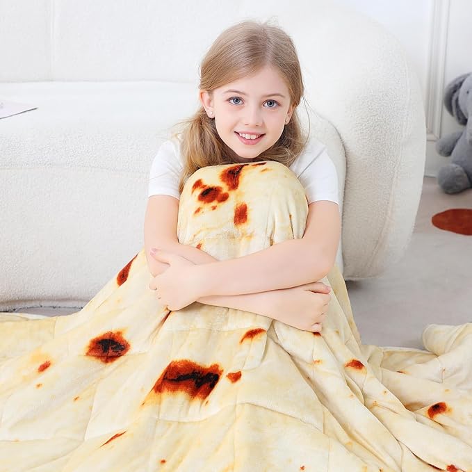Aemicion Kids Weighted Blanket 7 Pounds Twin Size 41''×60'',Comfortable Soft Fluffy Sherpa Children Heavy Weighted Blankets for Sleeping All-Season,Cute Burrito Pattern for Boys Girls,Machine Washable