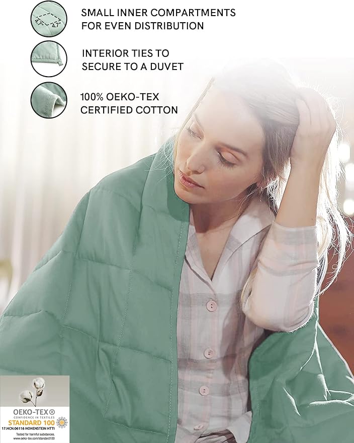YnM Weighted Blanket,Heavy 100 Percent Oeko-Tex Certified Cotton Material, Bed Blanket for One Person of 240lbs, Ideal for Queen/King Bed (60x80 Inches, 25 Pounds, Sprout Green)
