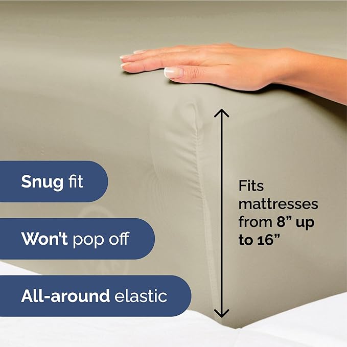 Full Size 4 Piece Sheet Set - Extra Soft, Breathable And Cooling Sheets - Hotel Luxury Durable Bed Sheets for Women & Men - Deep Pockets, Easy-Fit & Wrinkle-Free Sheets - Taupe Oeko-Tex Bed Sheet Set