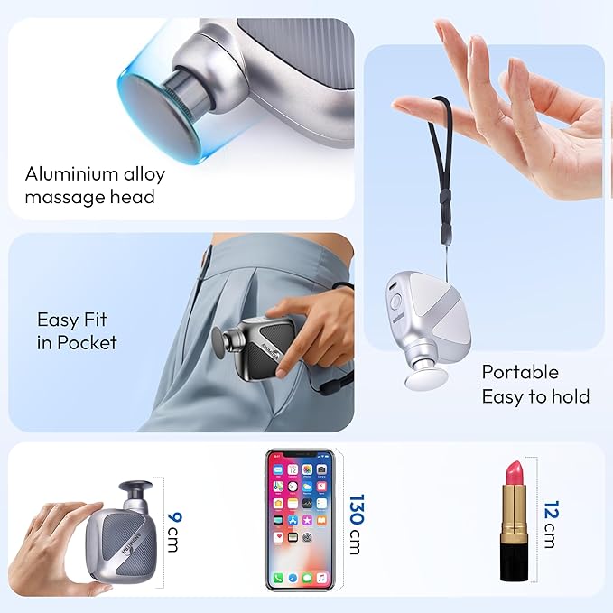 ANUMITRA Pocket Mini Massage Gun – Pocket-Sized Handheld Massager for Deep Tissue Muscle Relief, Travel & Office, Gym Use, Ideal Gifts for Men & Women