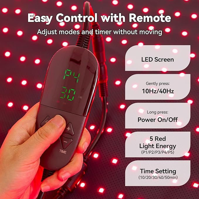 Extra Large Red Light Therapy Mat, High-Density LEDs Full Body Red Light Therapy, 660nm & 850nm Dual Wavelengths, Foldable Red Light Therapy Blanket with Timer, 47.5" x 20"