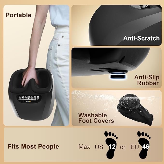 Shiatsu Foot Massager Machine with Heat : Deep Kneading Foot Massager with Vibration & Compression for Plantar Fasciitis & Neuropathy - Relax for Home Office Use