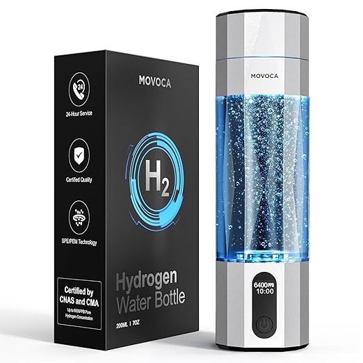 Upgrade Hydrogen Water Bottle, Up to 6400PPB Hydrogen Water Generator -SPE PEM Tech, 7OZ Food-Grade PC Hydro Water Machine, Health Care Gifts for Husband, Wife, Family, Friends, Travel (Sliver)