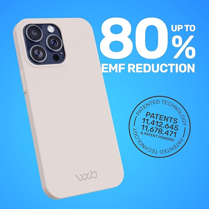 WAVEBLOCK EMF Protection Silicone iPhone Case Compatible with iPhone 15 Pro Max, Radiation Blocker, 5G Shield Reduction, Lightweight, USA Patented and Tested in FCC Lab, Stone