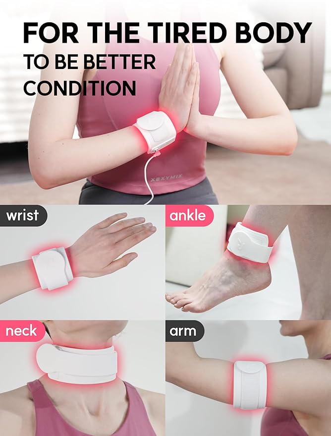 Red Light Therapy for Wrist, Neck, Hands, Ankle with 108 Near Infrared Dual Chip LED 880nm 660nm, White Silicone Band, Brace, Heating pad, Portable, Flexible, P PEACH TECH, SALUS